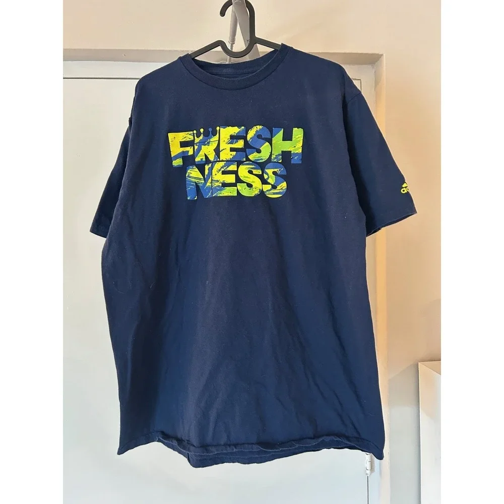Adidas Mens XL Navy Blue Freshness Graphic T Shirt Short Sleeve Crew Neck Cotton